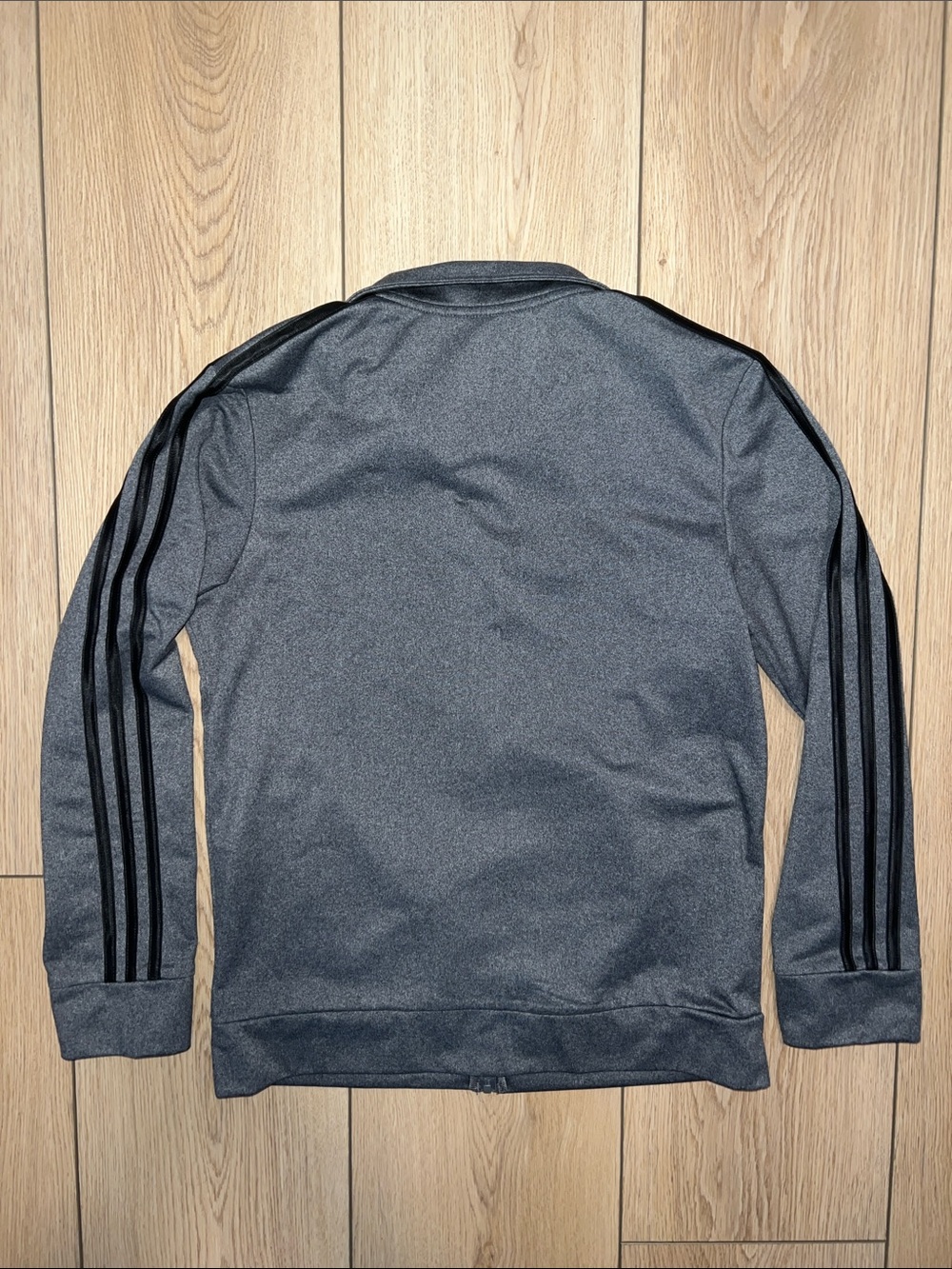 adidas Kid’s Gray Full-Zip Track Jacket with Black Stripes - Picture 8 of 11